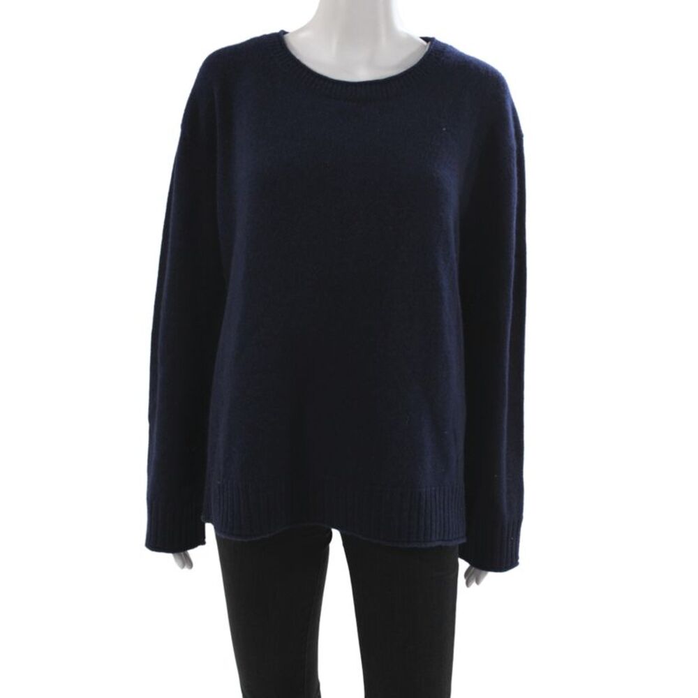 Jenni Kayne Womens Blue Wool Pullover Sweater Crew Neck Long Sleeve Size 2XL